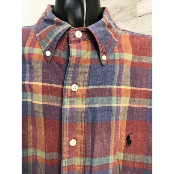 Ralph Lauren Men's XL Multicolor Plaid 100% Cotton Button-Down Shirt - Picture 2 of 5